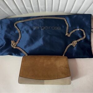 Sergio Rossi Elegant Brown and Cream Crossbody Bag